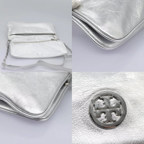 TORY BURCH Shoulder Bag Leather Silver Auth am7733 - Picture 15 of 15